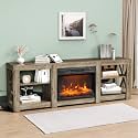 70 inch Washed Gray Double-Sided Cross Fireplace Cabinet 177.8 * 34.5 * 60cm 23 inch Fireplace core