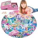 70 Piece Round Jumbo Floor Puzzle for Kids Ages 3-5, Unicorn