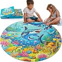 70 Piece Round Jumbo Floor Puzzle for Kids Ages 3-5, Ocean