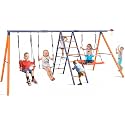 700lb Swing Set for Backyard, 6 in 1 Outdoor Playground Sets with 3 Swings