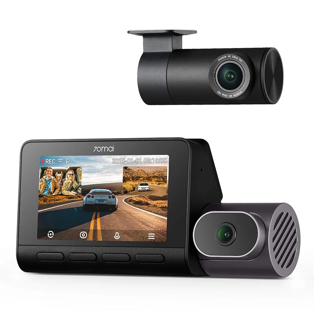 70mai T800E 4K 3-kanaals Dashcam – 4K Voor + 1080P Binnen + 1080P Achter – HDR, IR-nachtzicht, Parkeermodus, GPS, Supercondensator