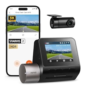 70mai a510 hdr 3k dual channel dash cam starvis 2 imx675 sensor adas built-in gps logger route recorder maicolor vivid with night owl vision app playback amp share optional parking monitoring