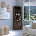 71" 8-Cubby &amp; 2-Shelf Bar Storage Cabinet, Kitchen Pantry Cabinets with Double Doors, Versatile Cabinets with Space-Efficient Corner Design for Kitchen, Espresso