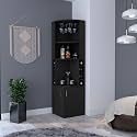 71" 8-Cubby &amp; 2-Shelf Bar Storage Cabinet, Kitchen Pantry Cabinets with Double Doors, Versatile Cabinets with Space-Efficient Corner Design for Kitchen, Black