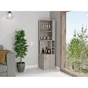 71" 8-Cubby &amp; 2-Shelf Bar Storage Cabinet, Kitchen Pantry Cabinets with Double Doors, Versatile Cabinets with Space-Efficient Corner Design for Kitchen, Light Gray