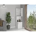 71" 8-Cubby &amp; 2-Shelf Bar Storage Cabinet, Kitchen Pantry Cabinets with Double Doors, Versatile Cabinets with Space-Efficient Corner Design for Kitchen, White