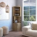 71" 8-Cubby &amp; 2-Shelf Bar Storage Cabinet, Kitchen Pantry Cabinets with Double Doors, Versatile Cabinets with Space-Efficient Corner Design for Kitchen, Mahogany