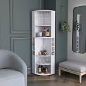 71" Corner &amp; Steamware Bar Cabinet, Bistro Cabinets with 8 Bottle Cubbies, Pantry Cabinet with 5 Spacious Shelves for Home Bars, White