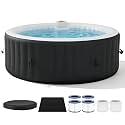 71" Inflatable Hot Tub 4 Person, Round Outdoor Spa, Black