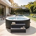71" Inflatable Hot Tub with Outdoor Spa Stairs with Storage Compartment