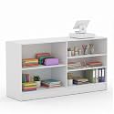 71" W * 20" D * 38" H - White Wooden Cash Wrap Counter, Commercial Cash Wrap Counter with Adjustable Shelves