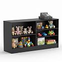 71" W * 20" D * 38" H - Black Wooden Cash Wrap Counter, Commercial Cash Wrap Counter with Adjustable Shelves