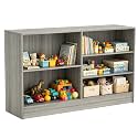 71" W * 20" D * 38" H - Wooden Cash Wrap Counter, Commercial Cash Wrap Counter with (Gray Wood Grain)