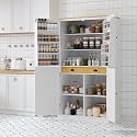 71.3inch Farmhouse Kitchen Pantry, Freestanding Large Cupboard Storage Cabinet with 2 Drawers and 2 Adjustable Shelves, Wood Storage Cabinet with 8 Door Shelves for Kitchen, Dining Room (White-2)