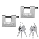 71/60-2PS Stainless Steel D-Shaped Padlock with Stainless Steel Key for Garage Door, Containers, Shed, Locker and Warehouse (2-3/4 inch, Keyed Alike - 2 Pack)