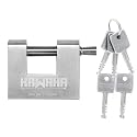 71/60KD-5SK Stainless Steel D-Shaped Heavy Duty Padlock with Key for Garage Door, Containers, Shed and Warehouse (2-3/4 inch, Keyed Different - 5 Stainless Steel Keys)