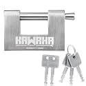 71/80KD-5SK Stainless Steel D-Shaped Heavy Duty Padlock with Key for Garage Door, Containers, Shed and Warehouse (3-1/8 inch, Keyed Different - 5 Stainless Steel Keys)
