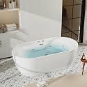 71 in Acrylic Freestanding Bathtub, Soaking Bathtub with Adjustable Jets, Ergonomic Design, Water Jetted Tub with Air Bubble Massage, Matte Drain, CUPC Certified, Deep Soaking Tub for Bathroom