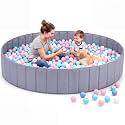 72"x12" Extra Large Kids Ball Pool, Foldable Family Play Pit, Grey