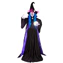 72” Halloween Animatronic, Standing Fortune-Telling Witch with Light-Up Crystal Ball and Eyes, Talking, Moving Arms & Head for Haunted House Props Indoor/Outdoor Lawn Yard Halloween Decorations