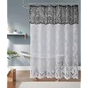 72 Inch Gothic Lace Shower Curtain. SH White-Black 72