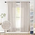72 Inch Long Linen Curtains for Living Room 2 Panels Set Back Tab Pocket Light Filtering Neutral Modern Farmhouse Boho Semi Privacy Window Curtain Drapes for Bedroom Dining Room 50x72 in Length