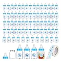 72 Pieces of Mini Baby Shower Milk Bottles Favors for Baby Shower White Plastic Mini Bottles Party Favors Boy Party Games Decorations (Blue)