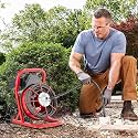 75 FT x 1/2 Inch Drain Cleaner Machine, Sewer Snake Auger with 6 Cutters &amp; Foot Switch for 1" to 4" Pipes, 400W Electric Drain Cleaning Machine, Red