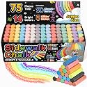 75 PCS Sidewalk Chalk for Kids - 14 Colors, 5 Glitter, Non-Toxic Washable
