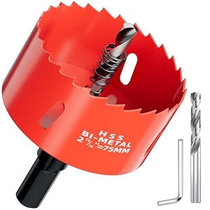 75mm bi-metal hole saw with arbor and pilot bit - fast cut quality hole cutter drill bit for wood plywood fiberglass plastic drywall and stainless mild sheet - 30mm cutting depth