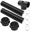 75mm Diesel Parking Heater Set, Splitter Ducting Connector with T-Shaped Tee Telescopic Hose Clips, Replacement for Webasto Eberspacher Parking Heater