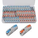75PCS Lever Wire Connector Compact Connectors Quick Connect Electrical Wire Conductor Connectors Kit for Circuit Inline Splice AWG 28-12,1 in 1 Out Orange+Blue