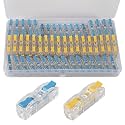 75PCS Lever Wire Connector Compact Connectors Quick Connect Electrical Wire Conductor Connectors Kit for Circuit Inline Splice AWG 28-12,1 in 1 Out Transparent Yellow Blue