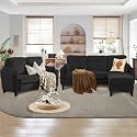 77.17" 3 Piece Corduroy Sofa Set with Storage Ottoman &amp; Loveseat, L Shaped Sectional Couch with Side Pockets, Convertible Living Room Furniture Set for Small Space