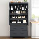 77.3 inch Tall Kitchen Pantry Cabinet with 6 Door Shelves and 2 Adjustable Shelves, Wooden Storage Cabinet Cupboard with 6 Drawers for Kitchen, Dining (Grey-83)