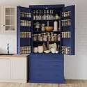 77" Tall Kitchen Pantry Cabinet with 3 Drawers and 8 Door Shelves