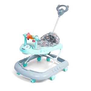 777 baby walker with 3-level height adjustment parental handle music amp toy tray 360 wheels with foldable pattern
