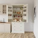 77inch Farmhouse Kitchen Pantry, Wood Storage Cabinet with 3 Adjustable Shelves, Freestanding Tall Cupboard Storage Cabinet with 8 Door Shelves and 3 Drawers for Kitchen, Dining Room (Cream-1)