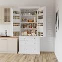 77inch Farmhouse Kitchen Pantry, Wood Storage Cabinet with 3 Adjustable Shelves, Freestanding Tall Cupboard Storage Cabinet with 8 Door Shelves and 3 Drawers for Kitchen, Dining Room (White-1)