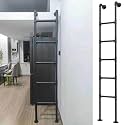 78 74 64 61 59 57 55 53 51 in High Attic Bed Ladder, Egress Window Well Escape Ladder, Industrial Iron Pipe Lofted Bed Ladder Load 330lbs, Basement School Bedroom Outdoor (Color : Black, Size : 170c