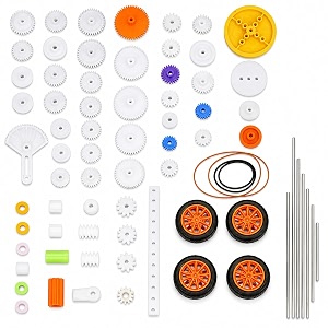 78 pcs plastic gear set rack pulley belt worm single double gears diy car robot for electronic and school projects set