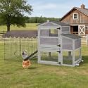 79‘’ Chicken Coop with Wheels, Wooden Hen House with Large Nesting Box, Outdoor Poultry Cage with Leakproof Pull-on Tray, Backyard Chicken Coop with Run, Weatherproof Rabbit Hutch