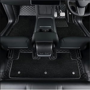 7d car mat full set for ford endeavour 2018-22  luxury leather with grass mat complete set  100 waterproof and washable car floor mat  color  black