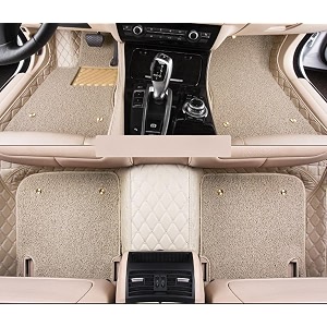 7d car mat full set for kia carens 7 seater  luxury leather with grass mat complete set  100 waterproof and washable car floor mat  color  beige