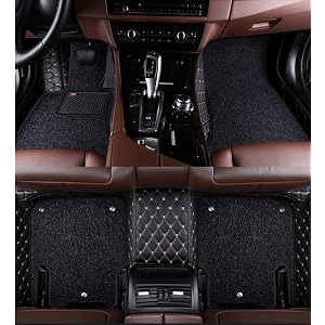 7d car mat full set for maruti suzuki e-vitara 2026  luxury leather with grass mat complete set  100 waterproof and washable car floor mat  color  black beige