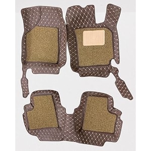 7d car mat full set for maruti celerio launch to 2021  luxury leather with grass mat complete set  100 waterproof and washable car floor mat  color  coffee