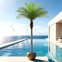 7ft Artificial Phoenix Palm Tree, Faux Coconut Silk Tropical Fake Palm Plant for Indoor Outdoor Home Office Patio Bathroom Pool Coastal Decor