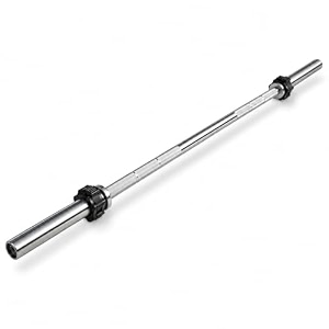 7ft straight barbell rod  28mm solid steel chrome gym bar with diamond knurl grip  weight lifting bar for squat bench press deadlift amp home gym workout  includes lock collars