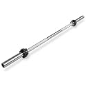 7FT Straight Barbell Rod | 28mm Solid Steel Chrome Gym Bar with Diamond Knurl Grip | Weight Lifting Bar for Squat, Bench Press, Deadlift &amp; Home Gym Workout | Includes Lock Collars