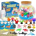 7july Ocean Animals Terrarium Crafts Kit for Kids-LED Night Light Up & Remote Birthday Gifts Toys for Girls Ages5 6 7 8 9 10 Year Old